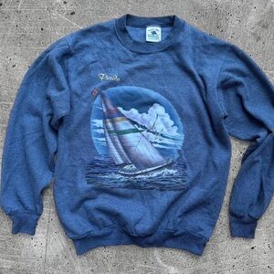 Vintage 90s Tennessee River Pier 7 Florida Sailing Sweatshirt -  M
